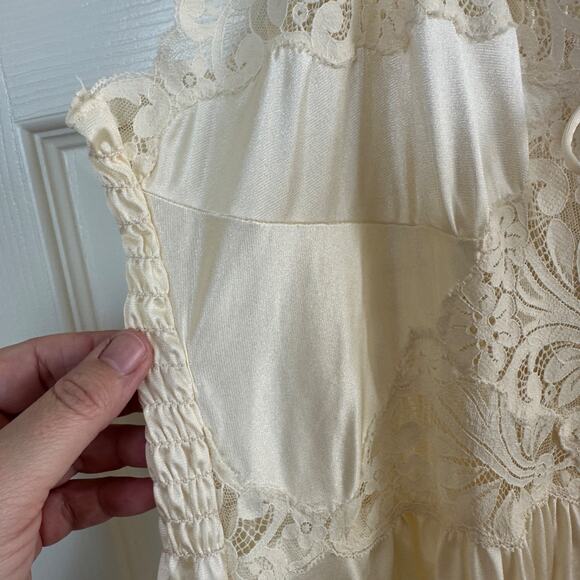 vintage lily of france lord & taylor cream lace nylon nightgown large usa made - Picture 7 of 10